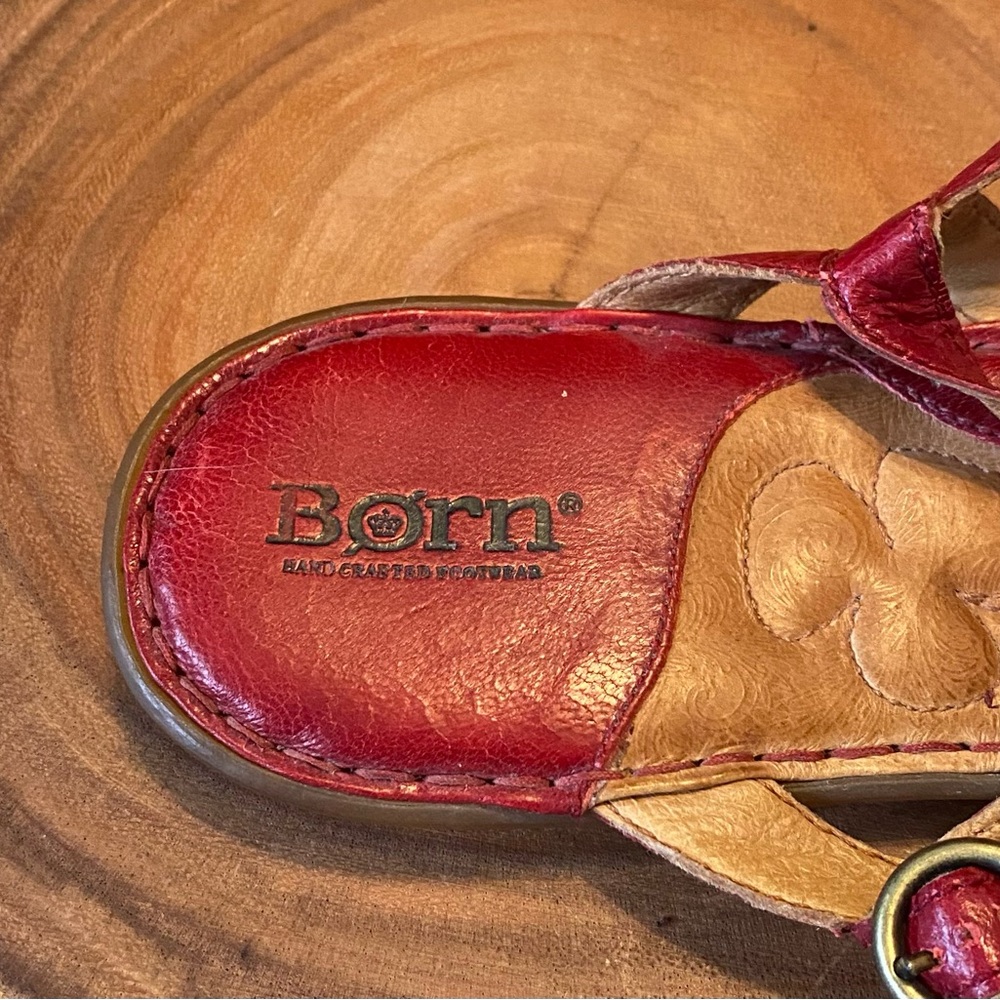 🥀Born Red Leather Floral Sandals - Picture 7 of 11